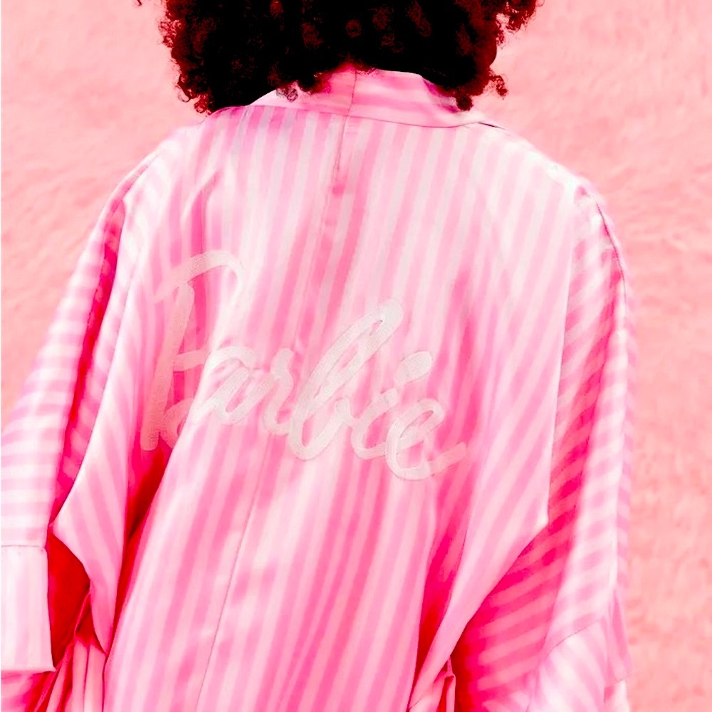 Barbie Satin Striped Robe - Picture 3 of 5